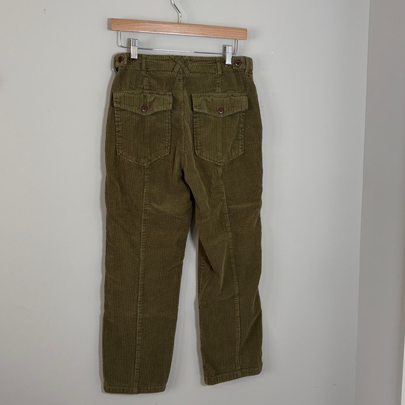 ALEX MILL Neil Cotton Corduroy Straight Leg Pants Olive Green Adjustable Waist 4 - Picture 6 of 15